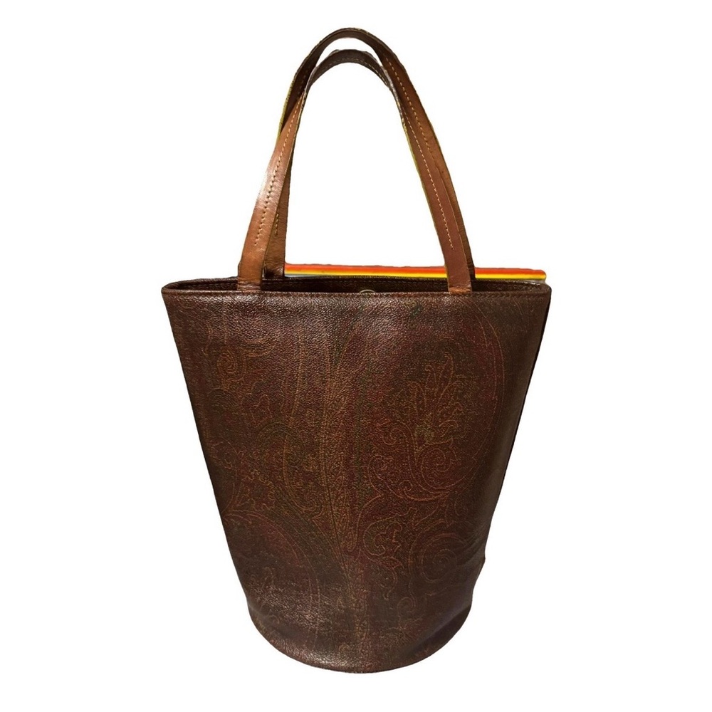 Etro AUTHENTIC Vintage Signature Essential Paisley Print Tiny Bucket Tote Bag